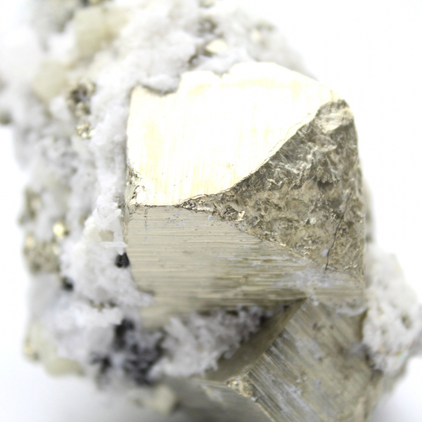 Pyrite on matrix with calcite and quartz