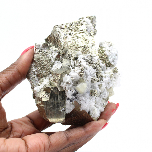 Pyrite on matrix with calcite and quartz