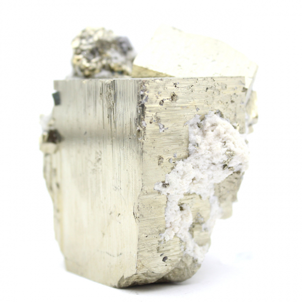 Large pyrite cube with quartz calcite