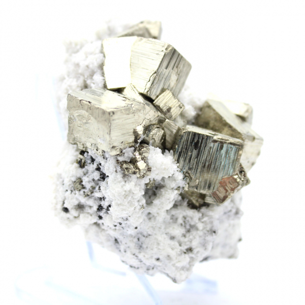 Pyrite on matrix with quartz crystals