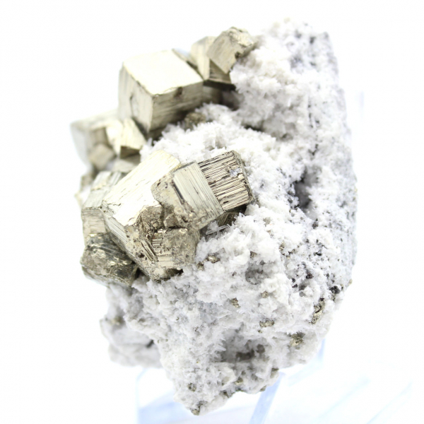 Pyrite on matrix with quartz crystals