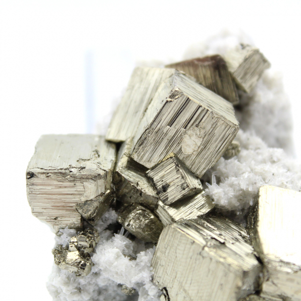 Pyrite on matrix with quartz crystals