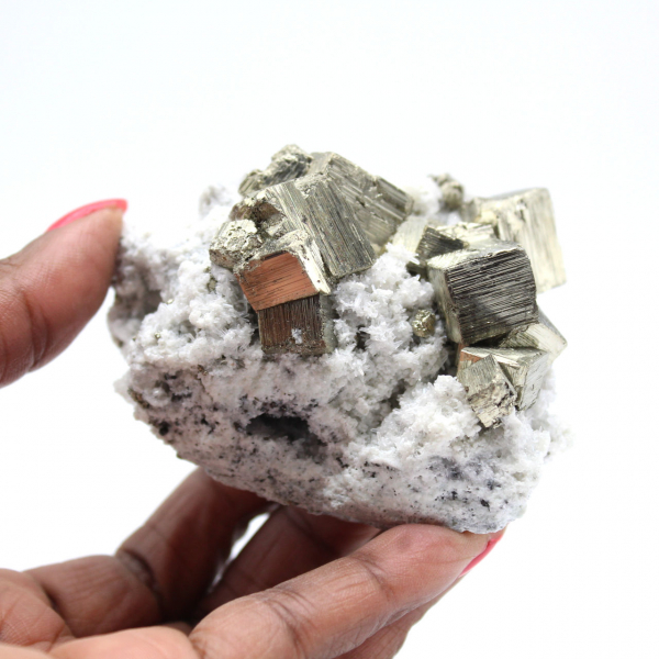 Pyrite on matrix with quartz crystals