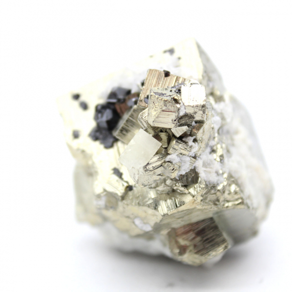 Pyrite with quartz crystals and sphalerite