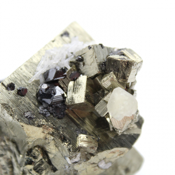 Pyrite with quartz crystals and sphalerite