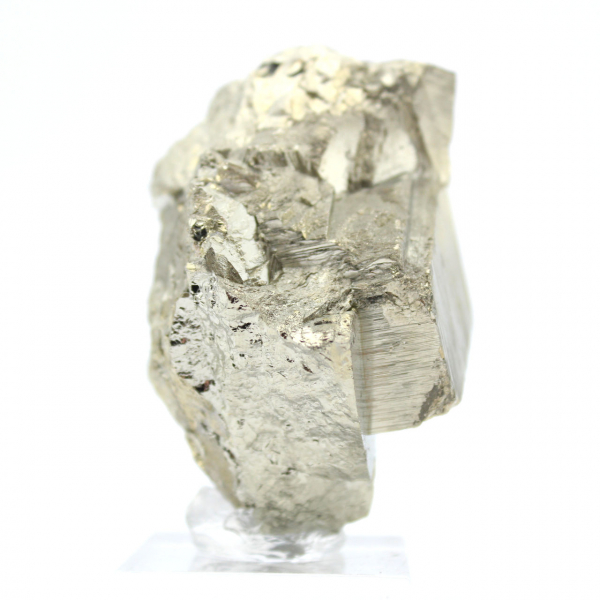 Natural pyrite crystals on base