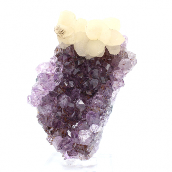 Calcite on Amethyst from Brazil