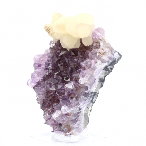 Calcite on Amethyst from Brazil