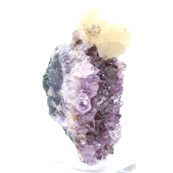 Calcite on Amethyst from Brazil