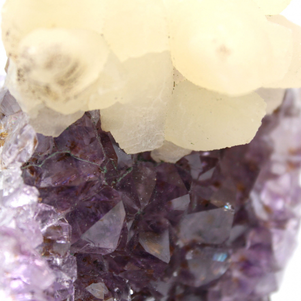 Calcite on Amethyst from Brazil