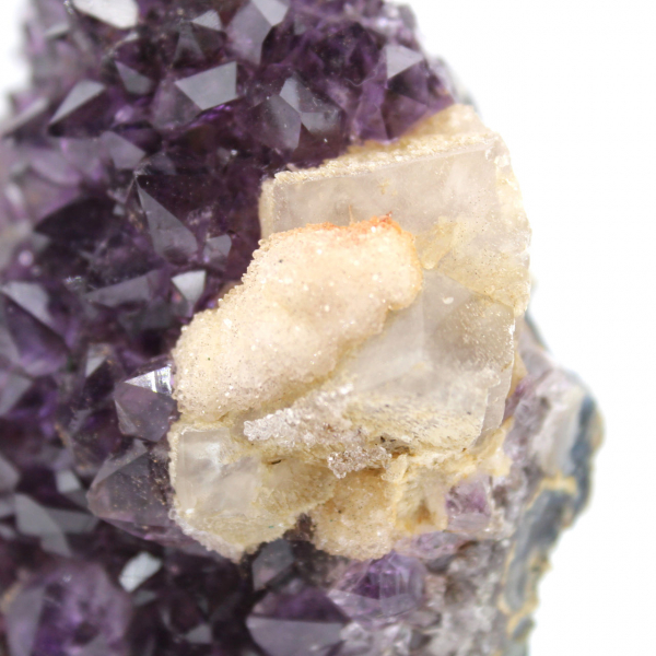 Calcite on Amethyst