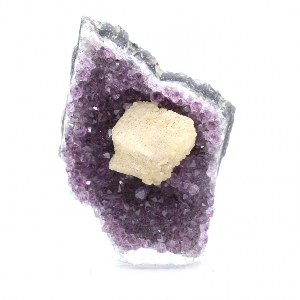 Calcite Cube on Amethyst