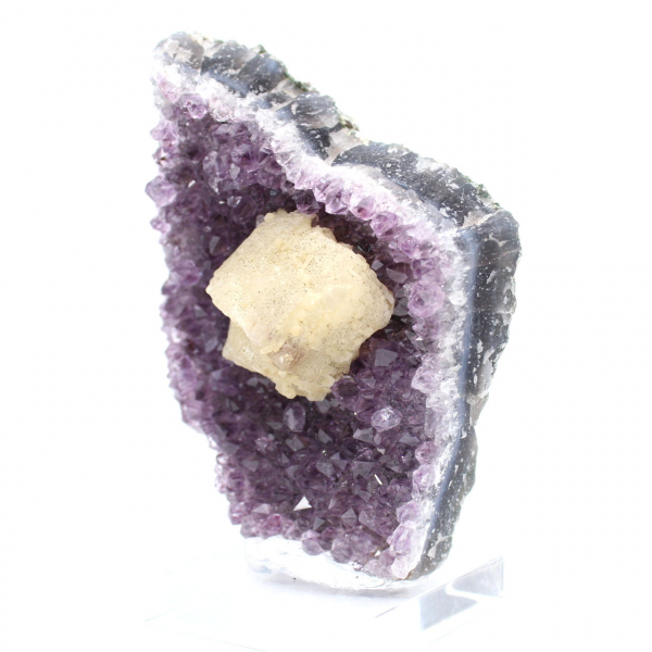 Calcite Cube on Amethyst