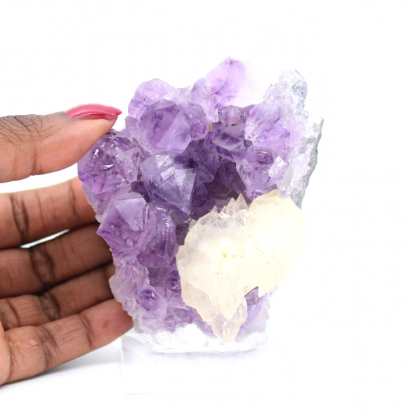 Calcite Crystals on Amethyst