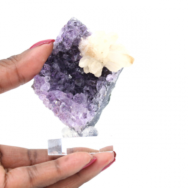 Calcite Flower on Amethyst