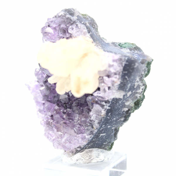 Calcite Flower on Amethyst