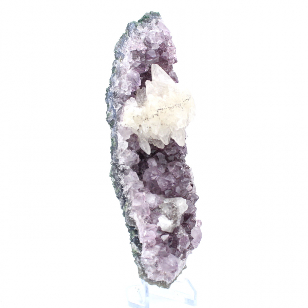 Calcite on Amethyst