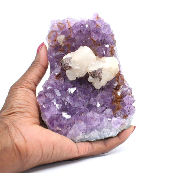 Calcite Crystals on Amethyst