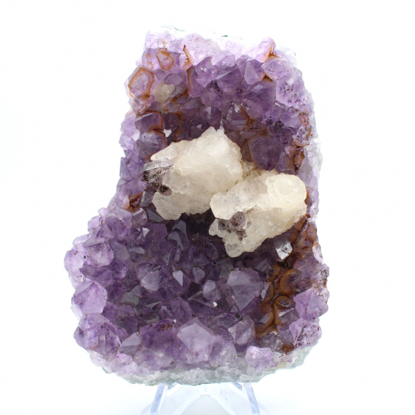 Calcite Crystals on Amethyst