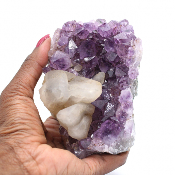 Calcite on Amethyst