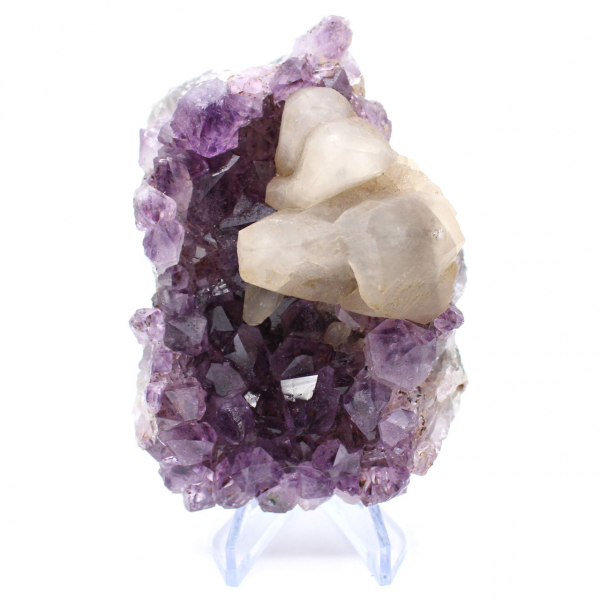 Calcite on Amethyst