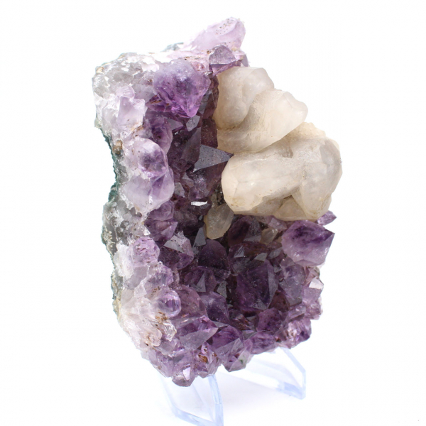 Calcite on Amethyst