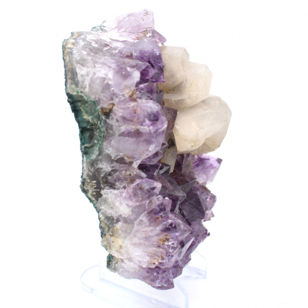 Calcite on Amethyst