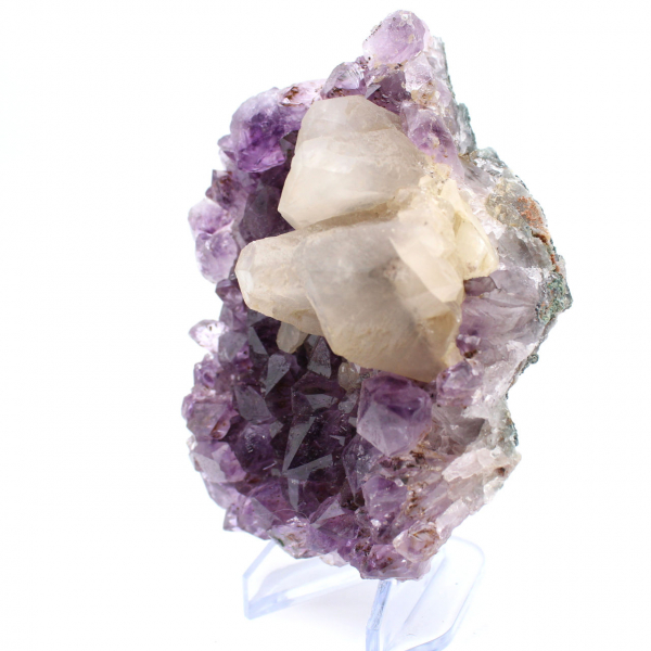 Calcite on Amethyst