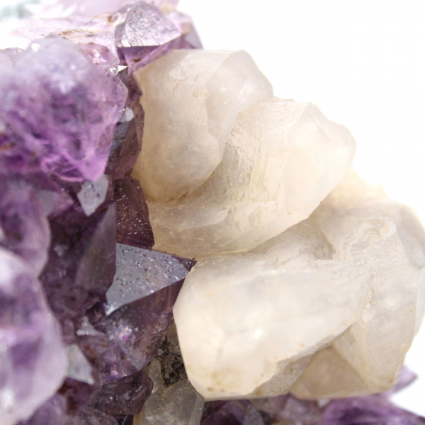 Calcite on Amethyst