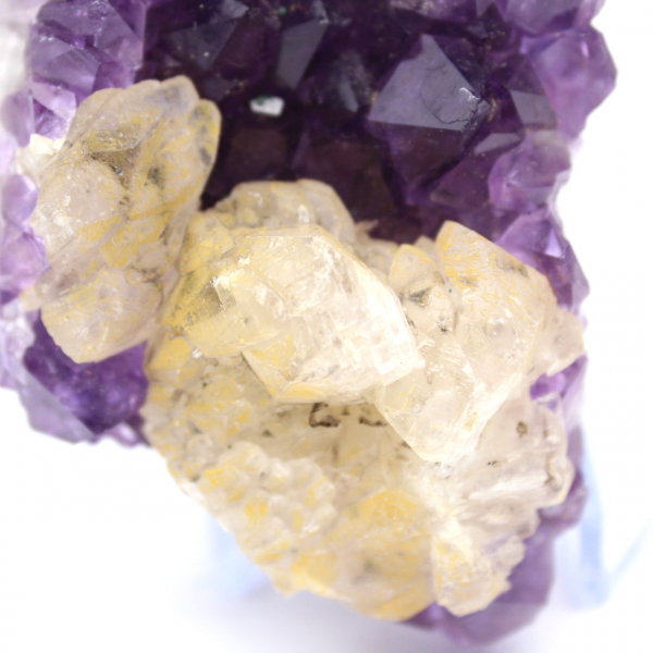 Calcite Crystals on Amethyst