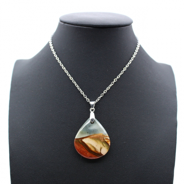 Printed jasper drop pendant