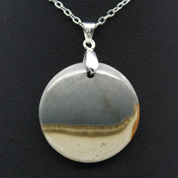 Printed jasper round pendant