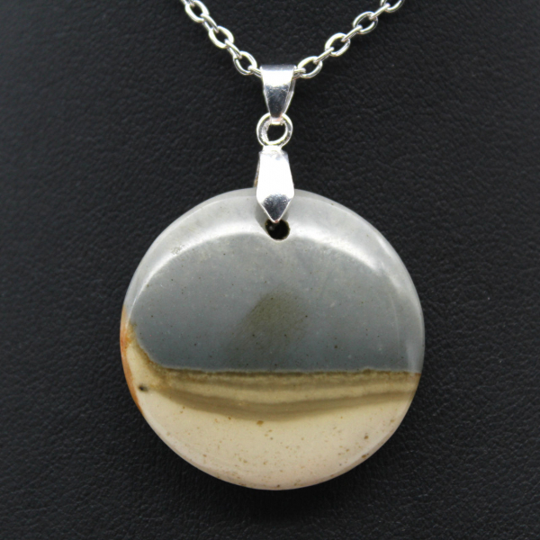 Printed jasper round pendant