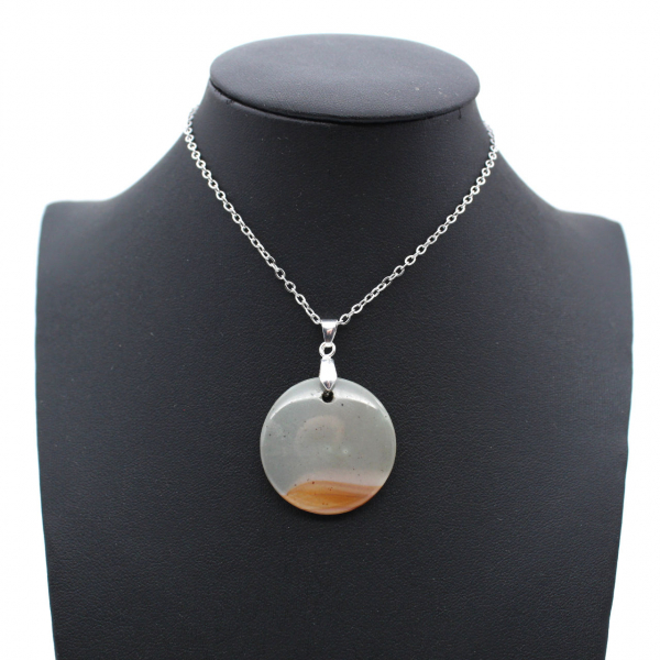 Printed jasper round pendant