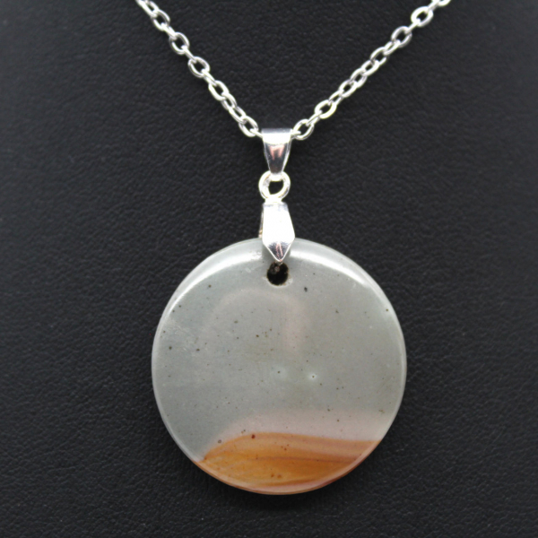 Printed jasper round pendant