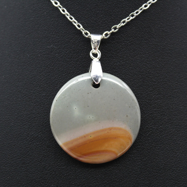 Printed jasper round pendant