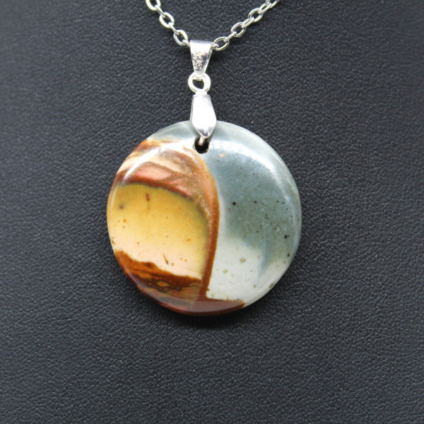 Printed jasper round pendant