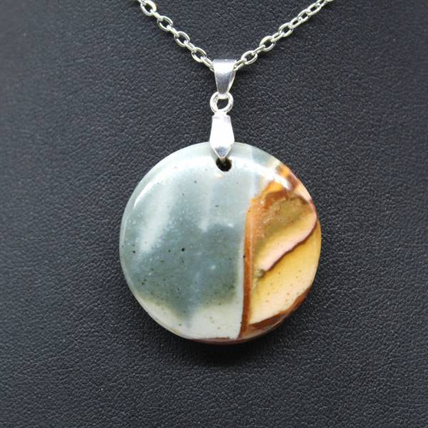 Printed jasper round pendant