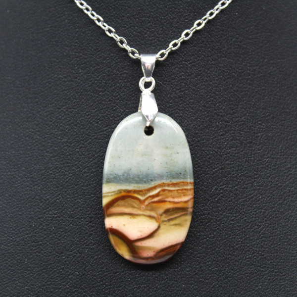 Printed jasper oval pendant