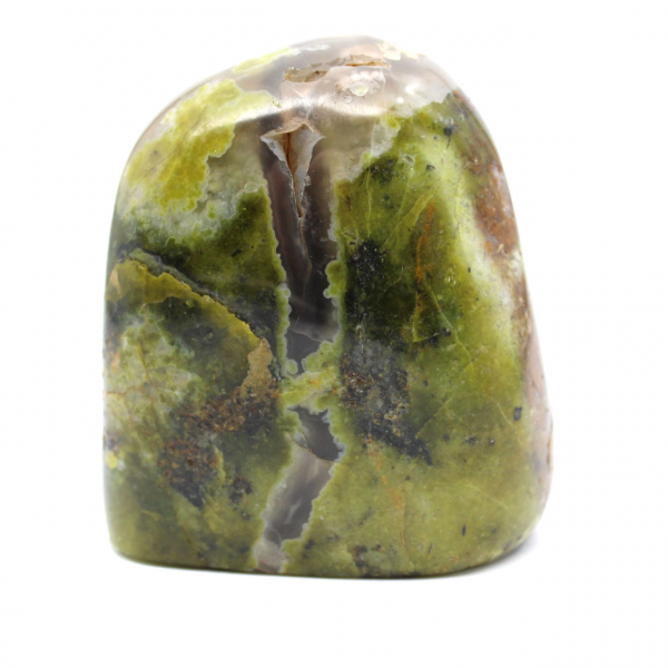 Polished green opal stone