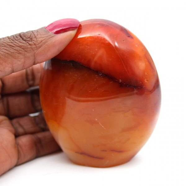 Polished carnelian stone