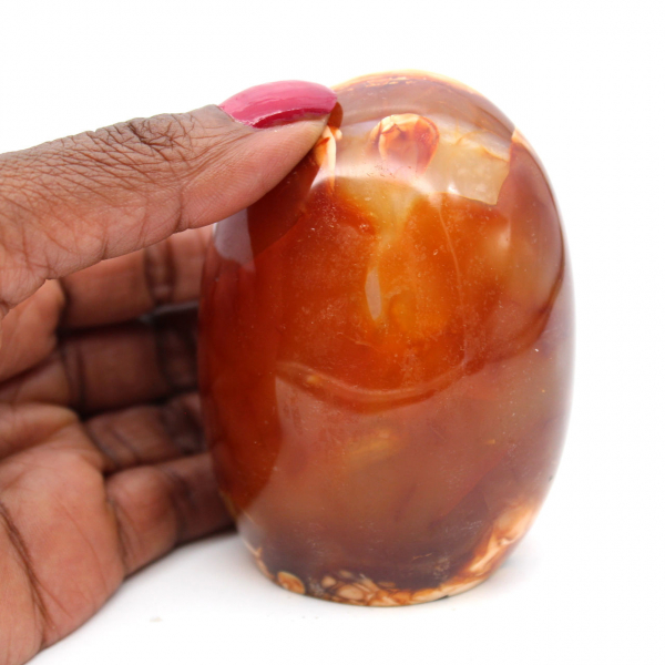 Polished carnelian rock