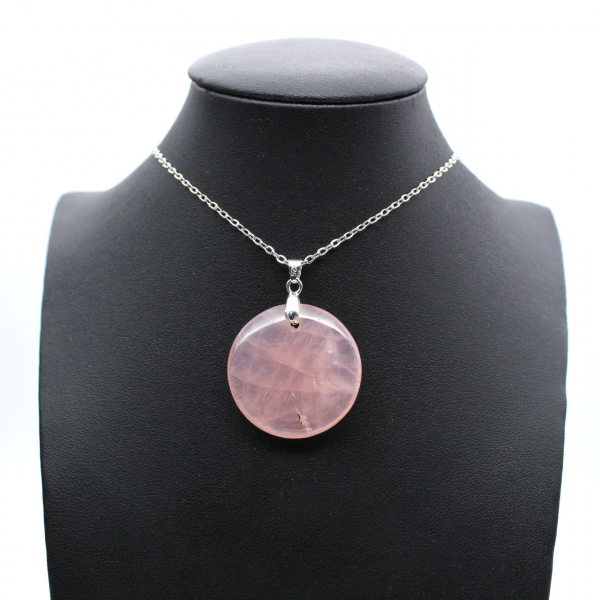 Round rose quartz pendant