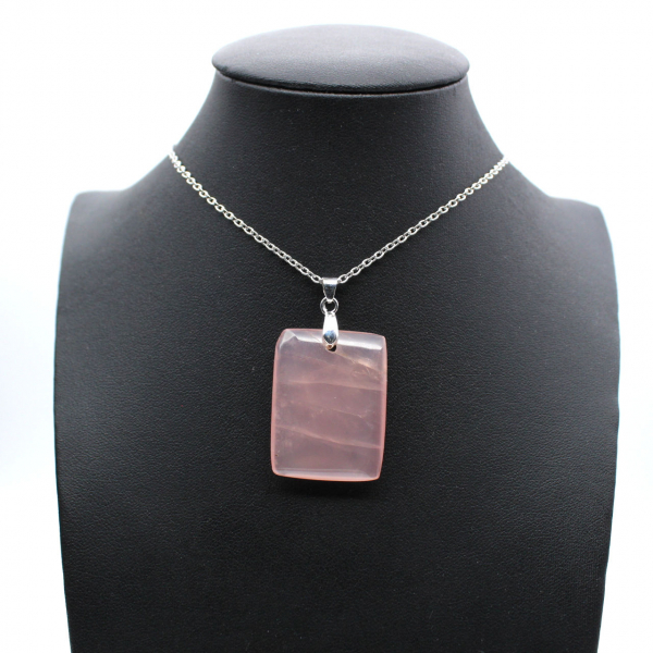 Rose quartz rectangle pendant