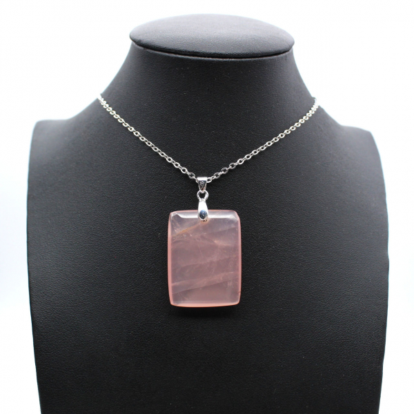 Rose quartz rectangle pendant