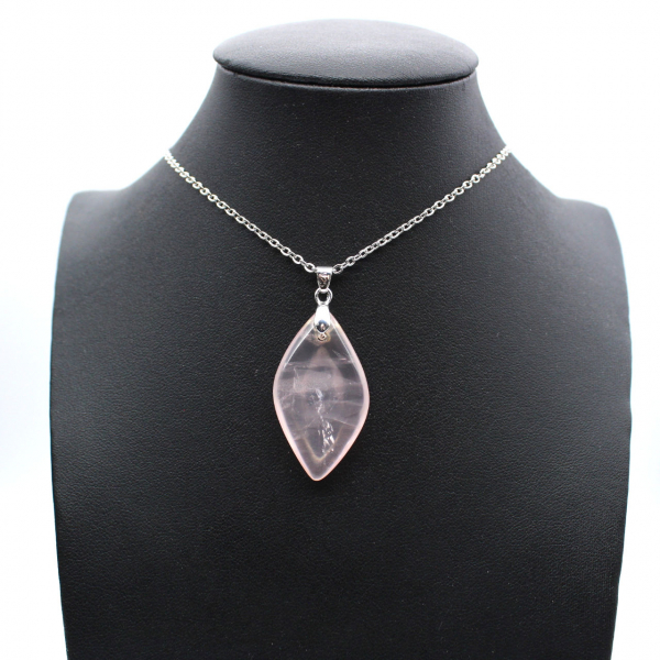 Rose Quartz Leaf Pendant