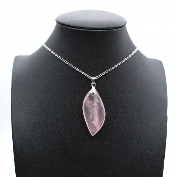 Rose Quartz Leaf Pendant