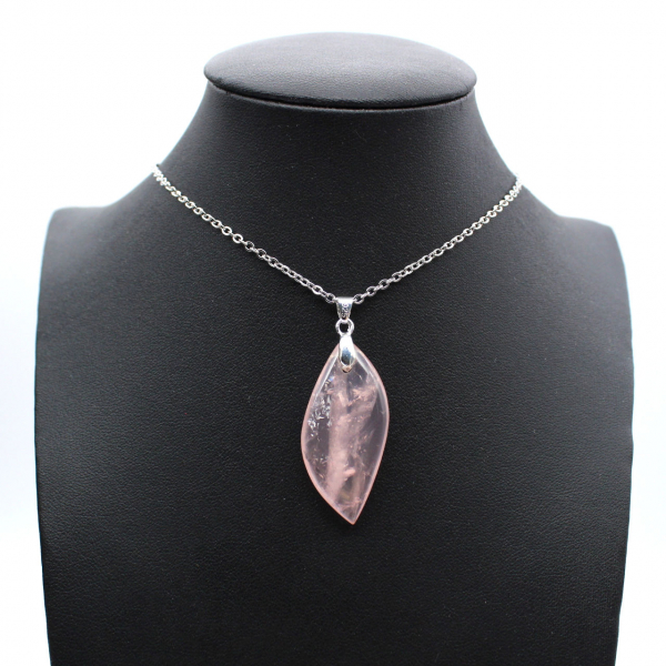 Rose Quartz Leaf Pendant