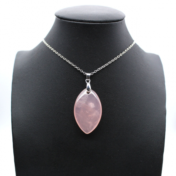 Rose Quartz Leaf Pendant