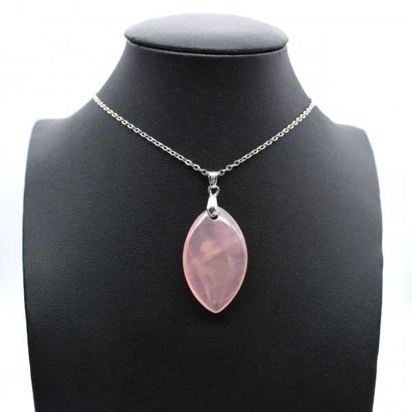 Rose Quartz Leaf Pendant